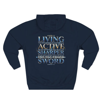 "Hebrews 4:12" Sword Graphic Pullover Hoodie — Unisex Fleece Sweatshirt