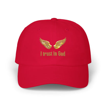 "I Trust in God" Gold Wing Embroidered Dad Cap — Adjustable Hat