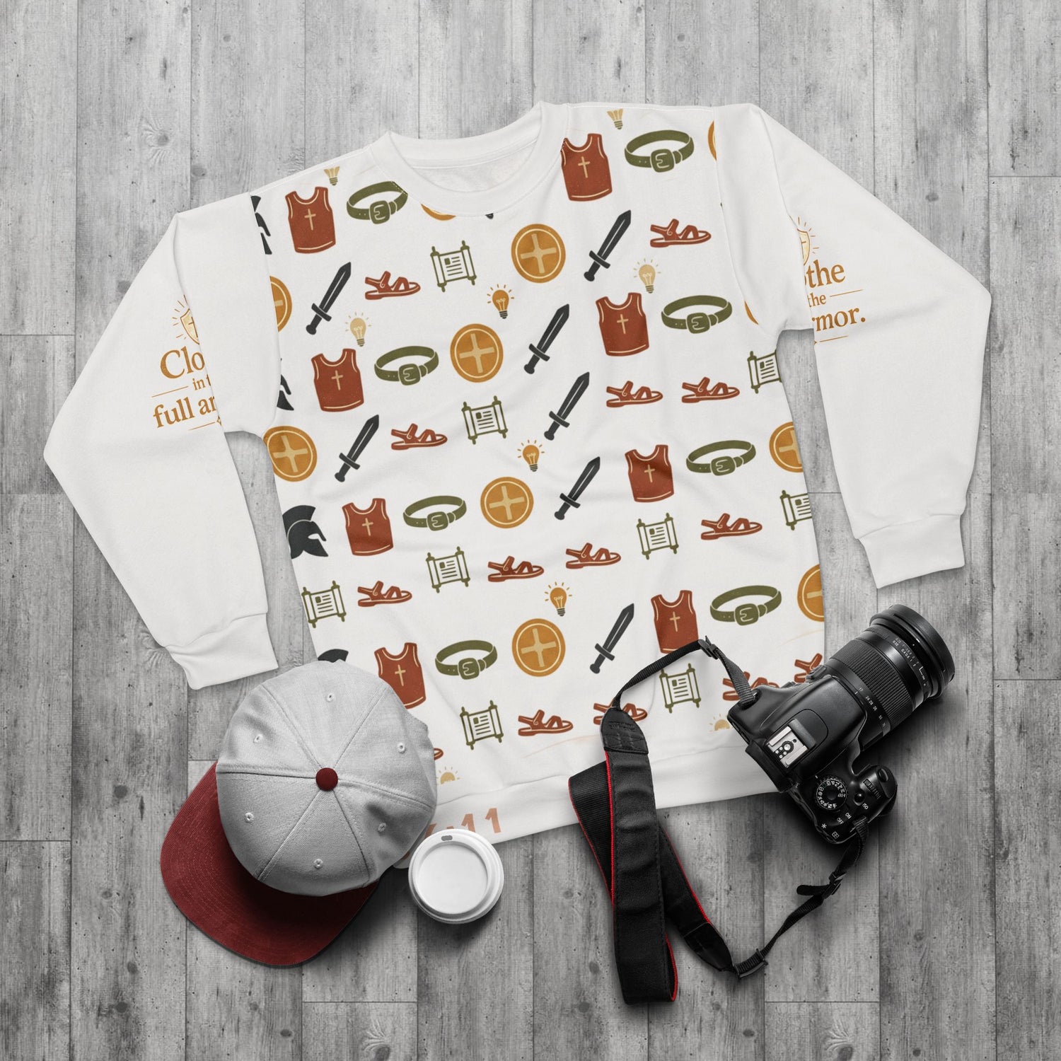 Armor &amp; Shield All-Over Print Crewneck Sweatshirt — Unisex Graphic Pullover
