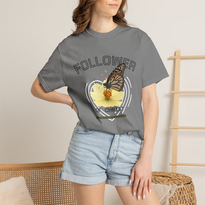 Butterfly Graphic T-Shirt — "Follow Me" 1 Corinthians 11:1 Unisex Tee