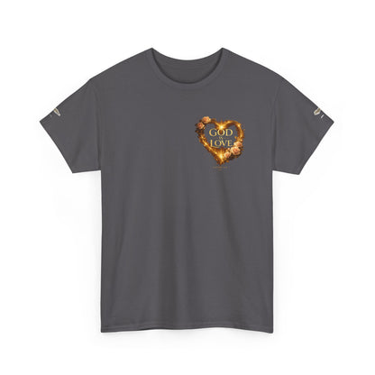 "God Is Love" Vintage Flaming Heart Graphic Tee — Unisex Cotton T-Shirt
