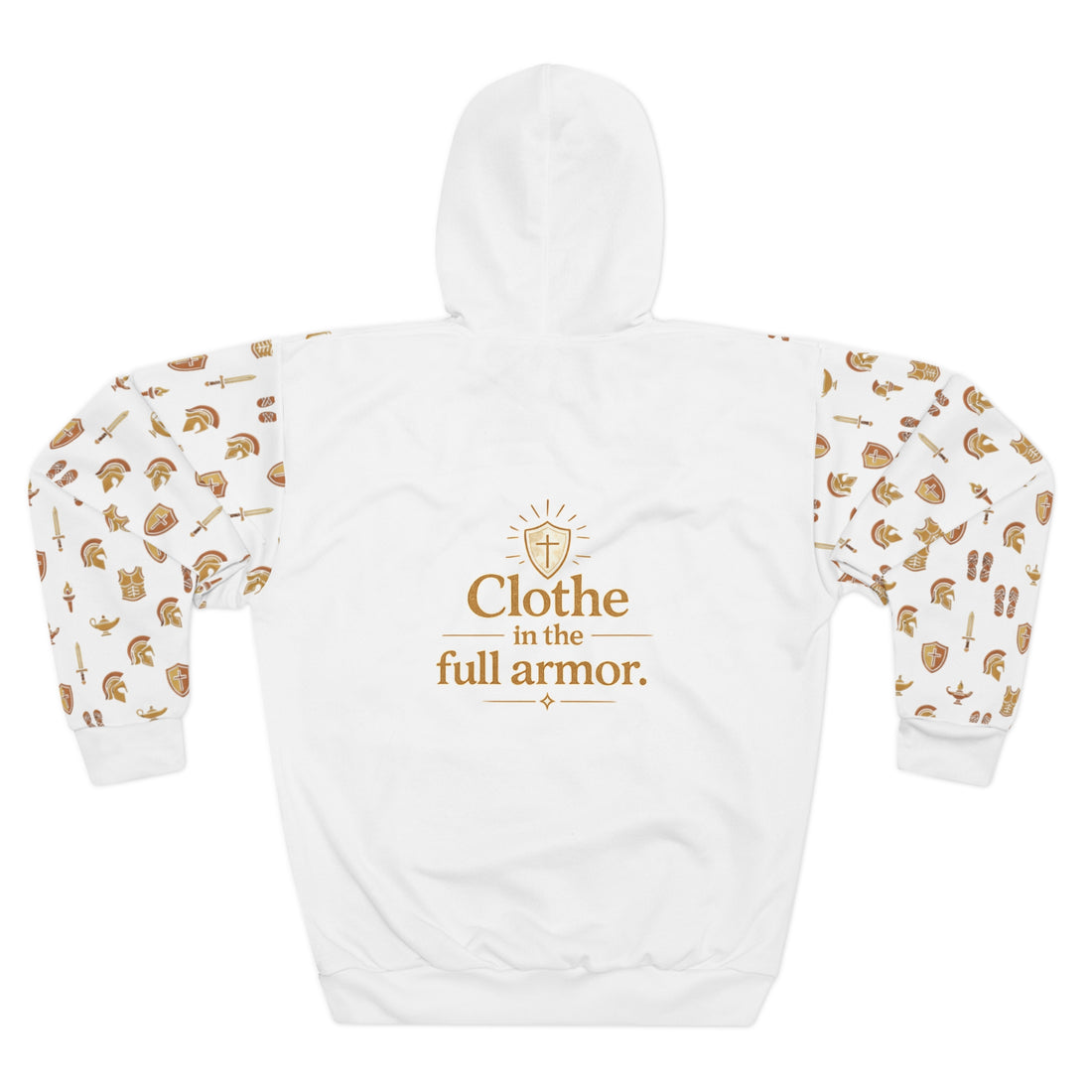"Clothe in the Full Armor" All-Over-Print Pullover Hoodie — Unisex Graphic Sweatshirt