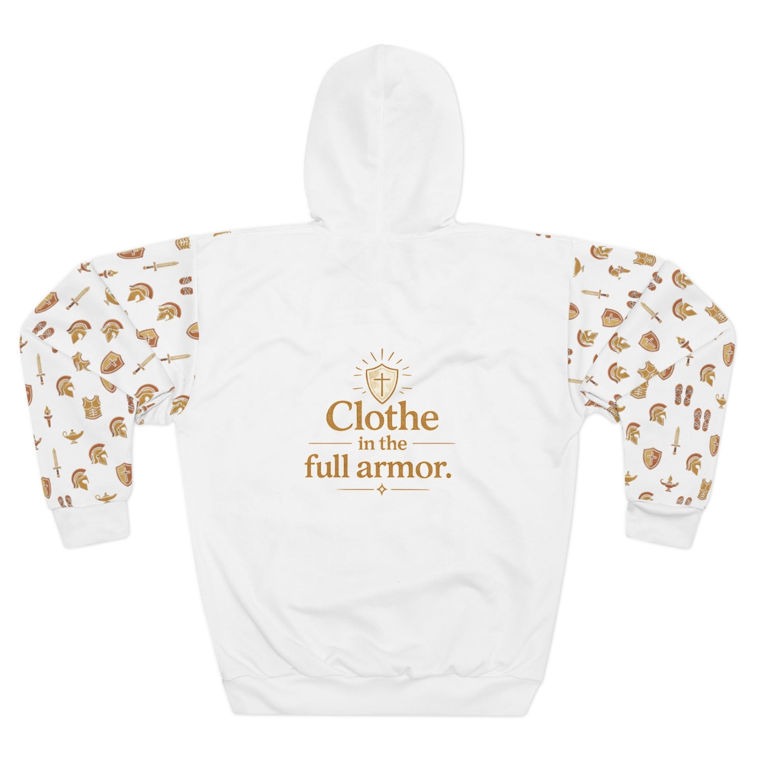 "Clothe in the Full Armor" All-Over-Print Pullover Hoodie — Unisex Graphic Sweatshirt
