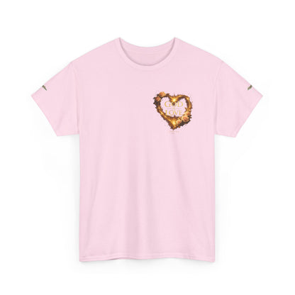 "God Is Love" Vintage Flaming Heart Graphic Tee — Unisex Cotton T-Shirt