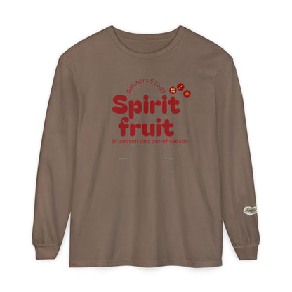 "Spirit Fruit" Galatians 5 Garment-Dyed Long Sleeve Tee — Unisex Graphic Shirt
