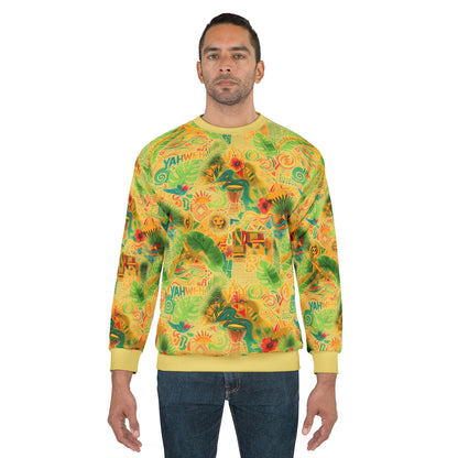 Tropical Reggae All-Over Print Sweatshirt — Vibrant Jamaican Vibes ("Yahweh ")