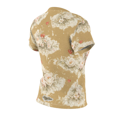 Agape Floral Women’s Tee — Vintage Rose Cut &amp; Sew All-Over Print
