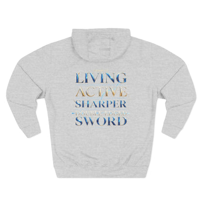 "Hebrews 4:12" Sword Graphic Pullover Hoodie — Unisex Fleece Sweatshirt