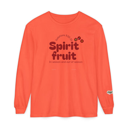"Spirit Fruit" Galatians 5 Garment-Dyed Long Sleeve Tee — Unisex Graphic Shirt