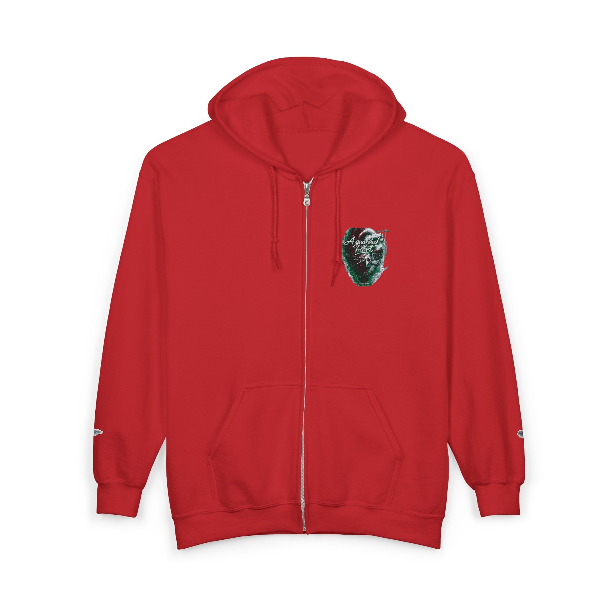 Christian Zip Hoodie — "A Guarded Heart" Abstract Faith Streetwear Jacket