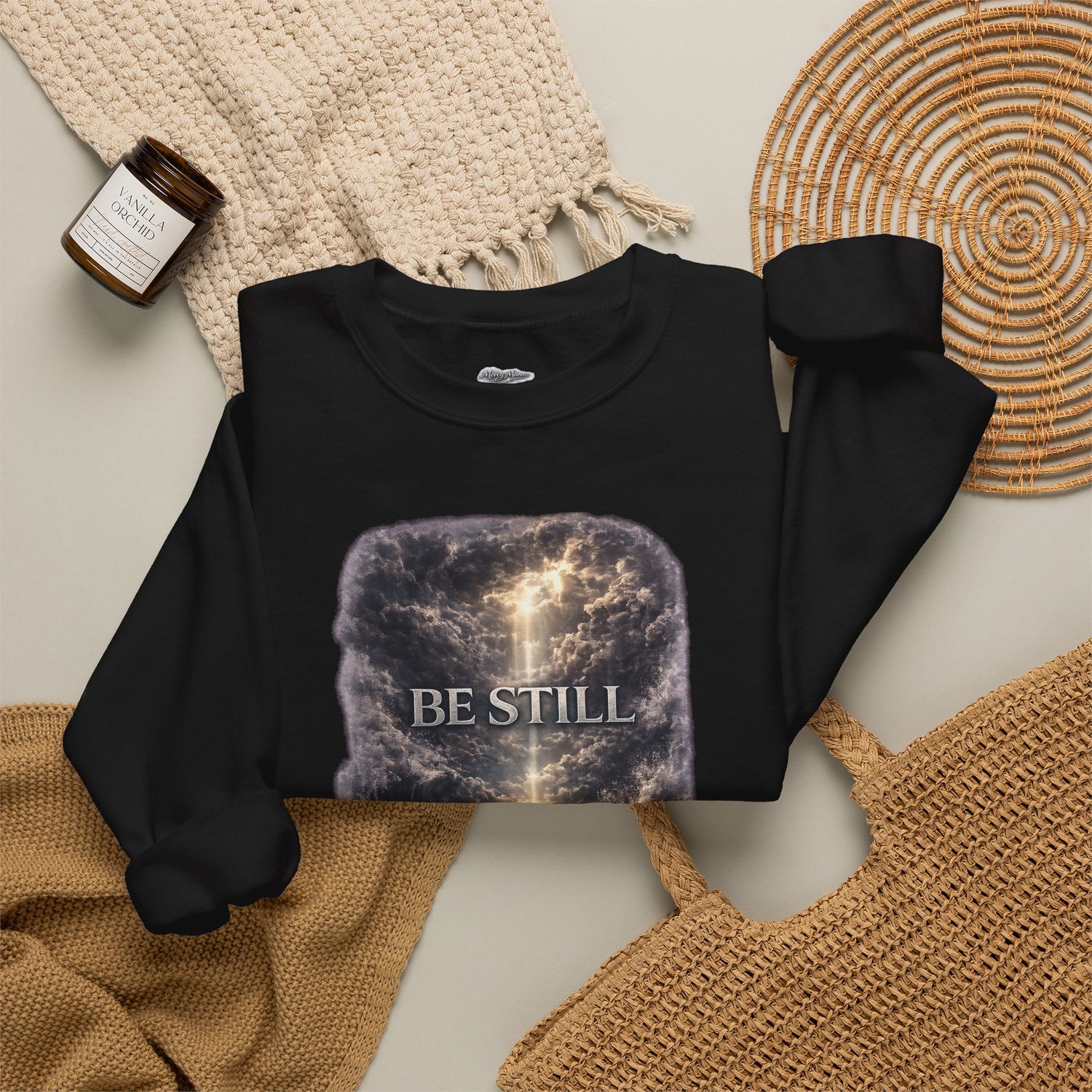"Be Still" Graphic Crewneck Sweatshirt — Unisex Fleece Pullover