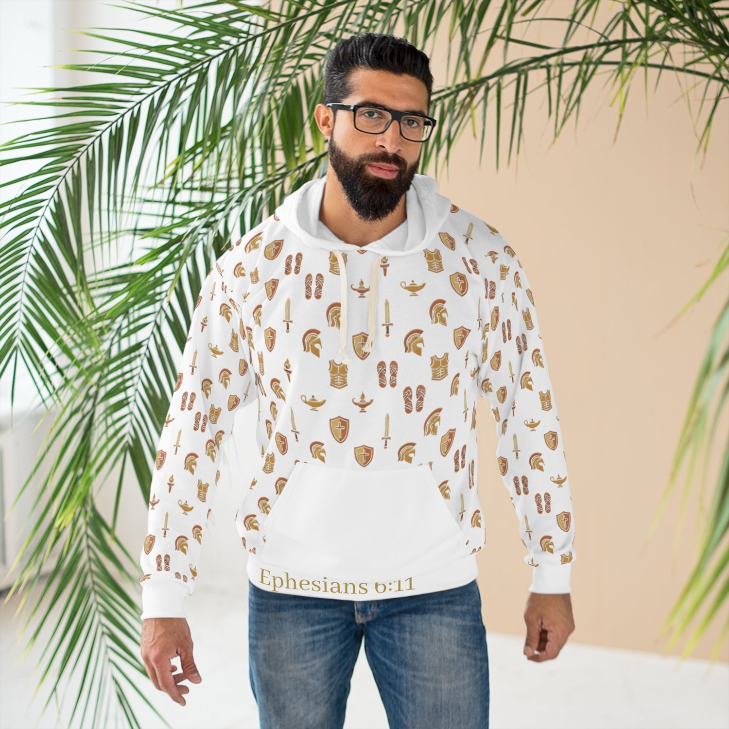 "Clothe in the Full Armor" All-Over-Print Pullover Hoodie — Unisex Graphic Sweatshirt
