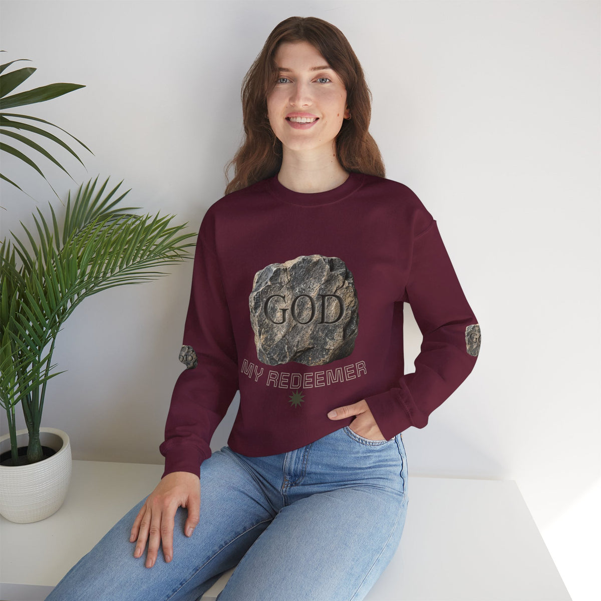 Mercy Manna My Redeemer Crewneck Sweatshirt – Stone Graphic Love Pullover
