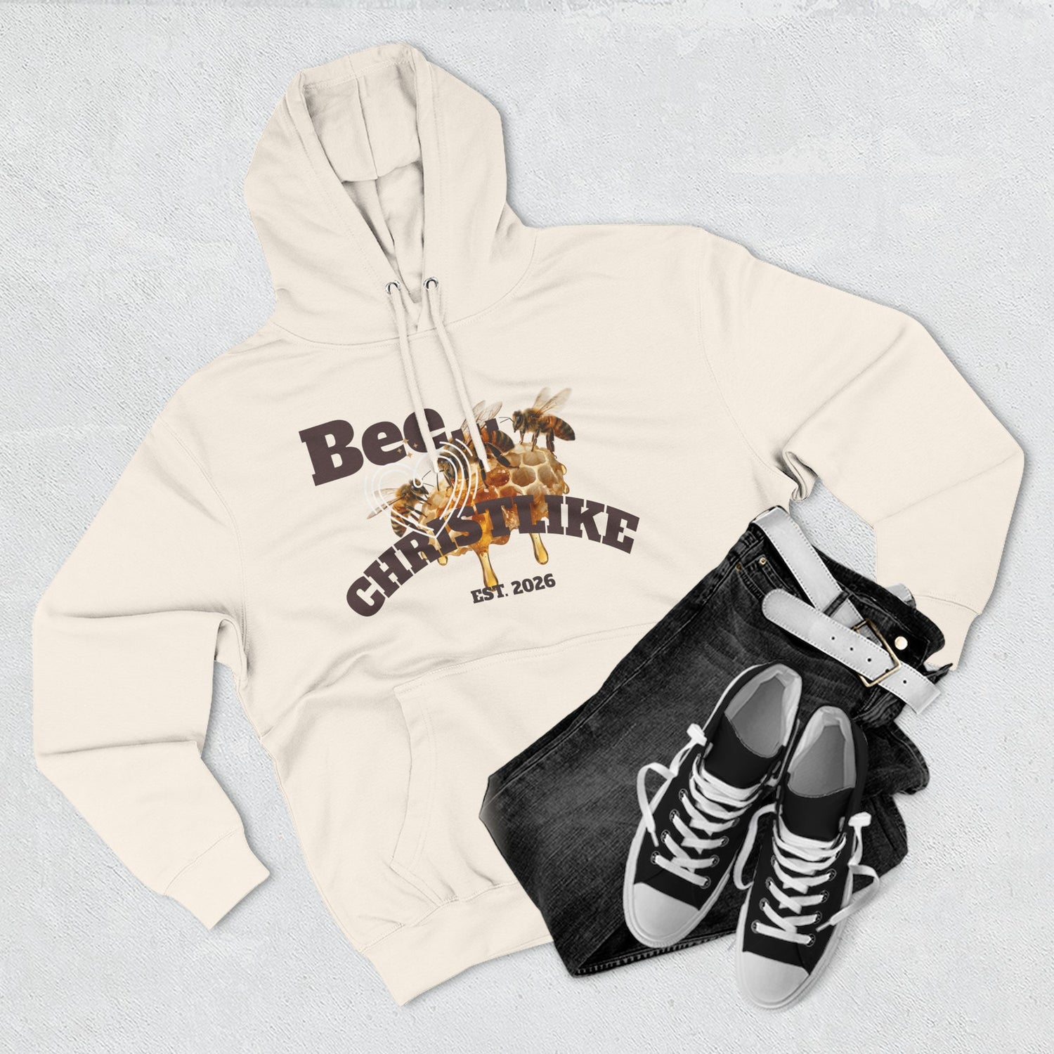 "Be Christlike" Honeybee Graphic Pullover Hoodie — Unisex Fleece Sweatshirt