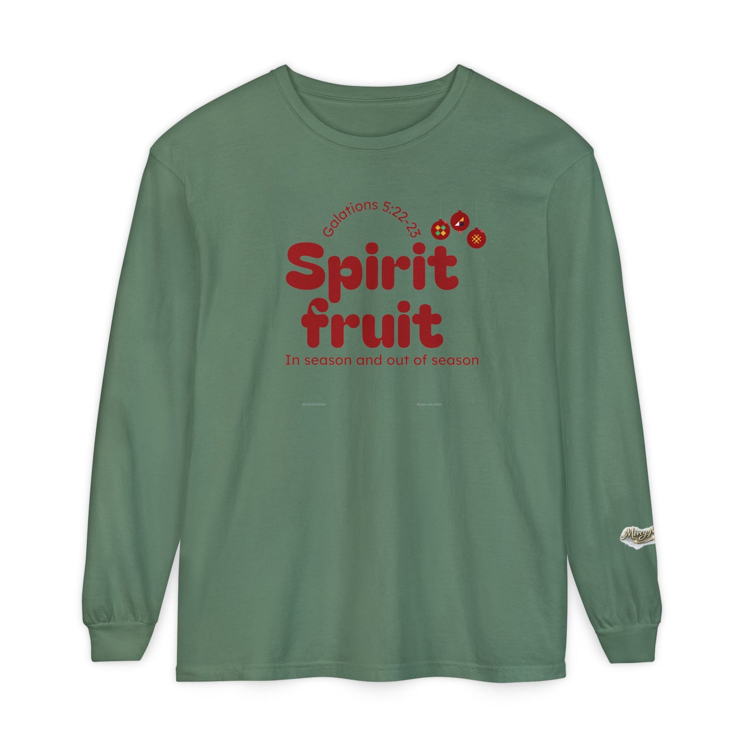 "Spirit Fruit" Galatians 5 Garment-Dyed Long Sleeve Tee — Unisex Graphic Shirt