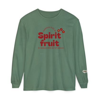 "Spirit Fruit" Galatians 5 Garment-Dyed Long Sleeve Tee — Unisex Graphic Shirt