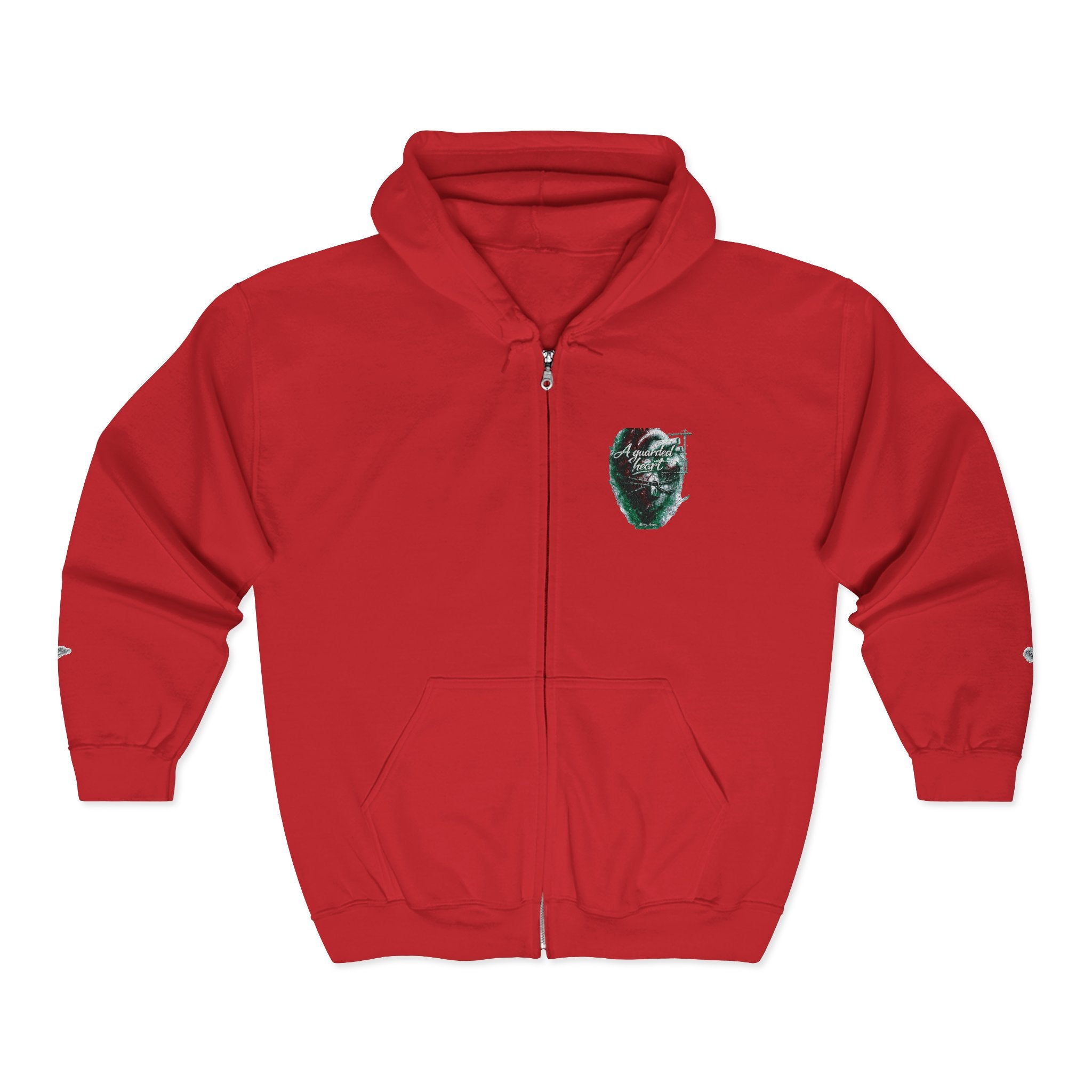 Christian Zip Hoodie — "A Guarded Heart" Abstract Faith Streetwear Jacket