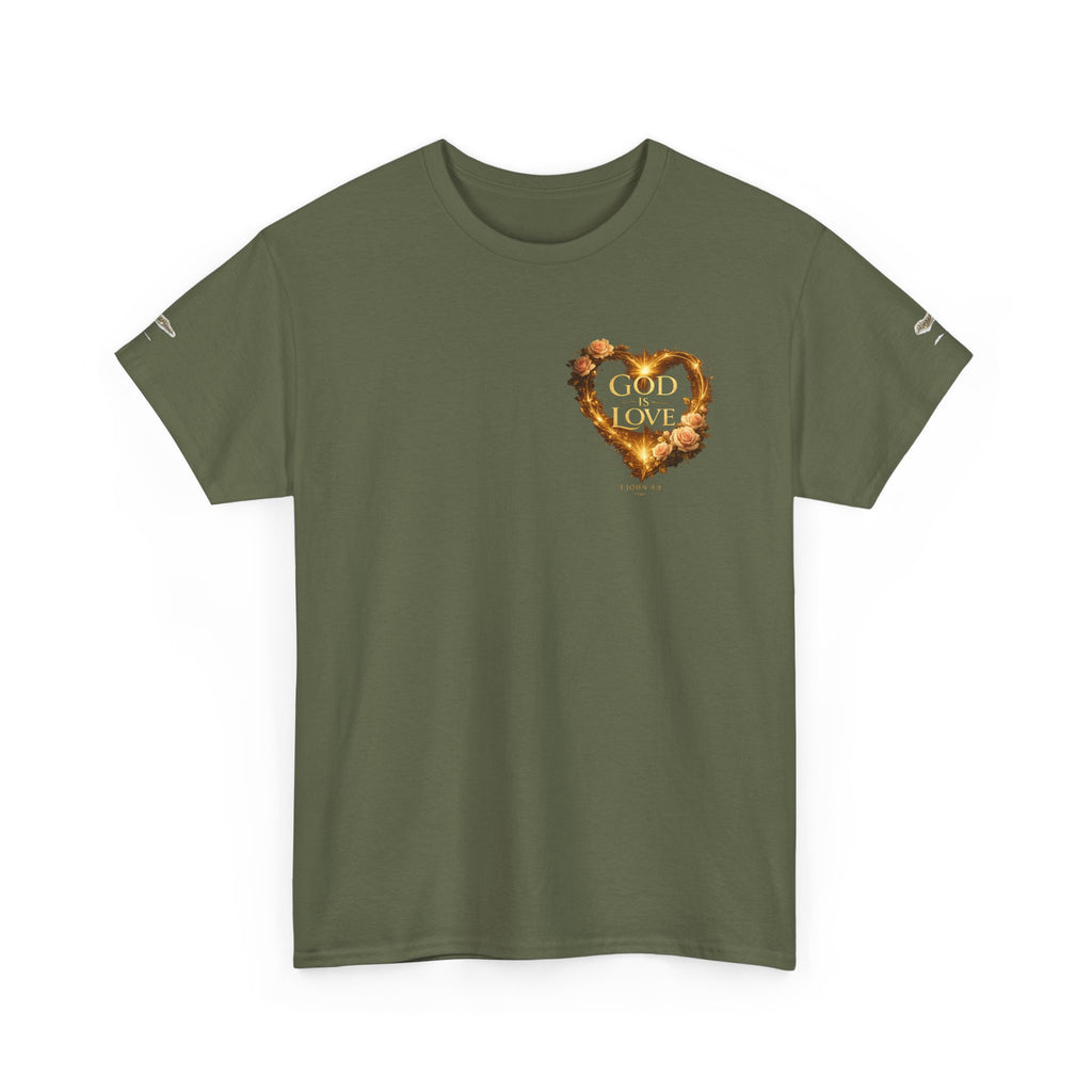 Christian Graphic Tee — God Is Love Vintage Flaming Heart T-Shirt