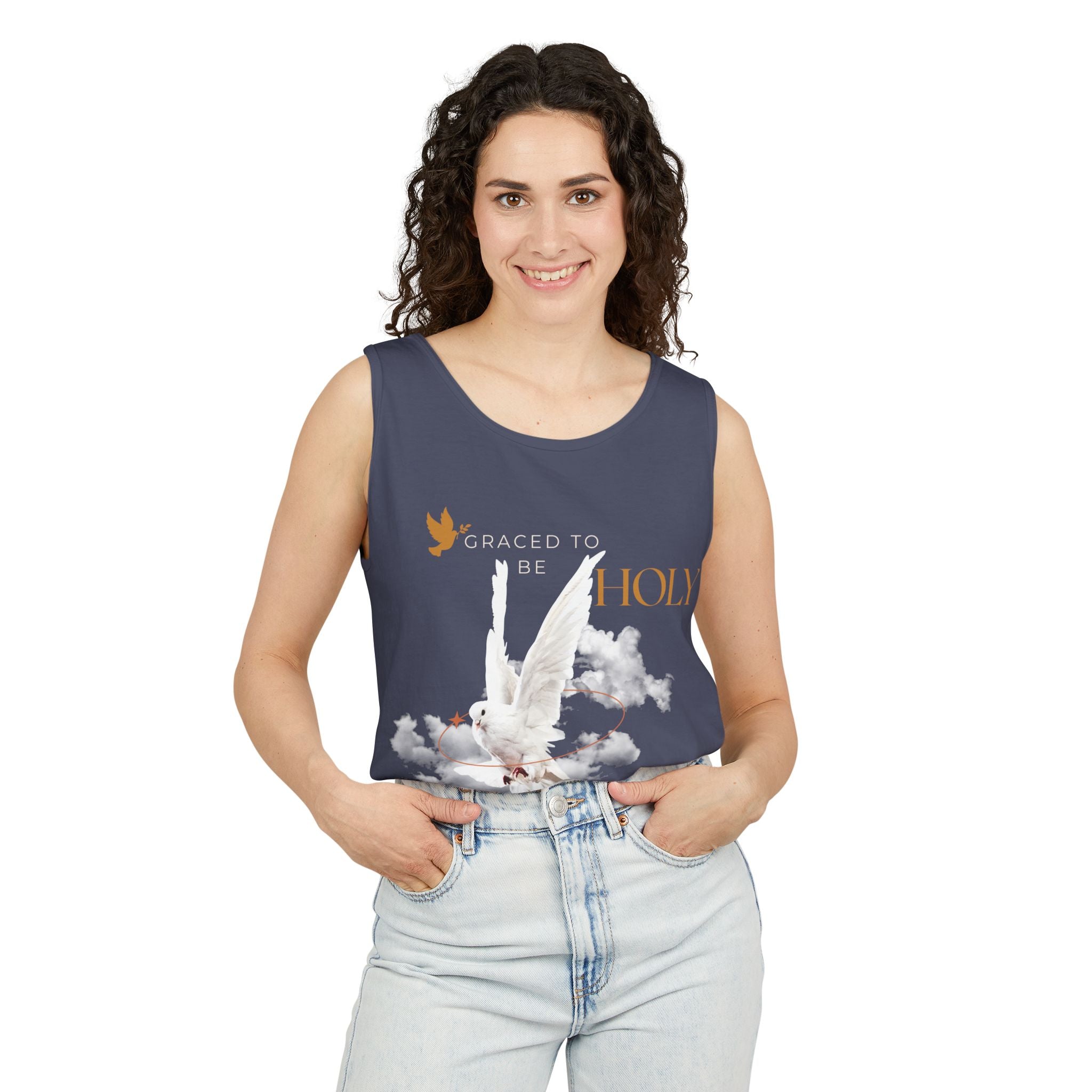 Graced to Be Holy Tank Top — Dove Graphic Print