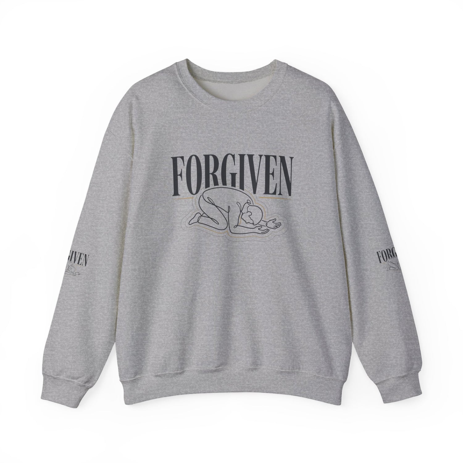 "Forgiven" Heavy Blend Crewneck Sweatshirt — Unisex Graphic Pullover