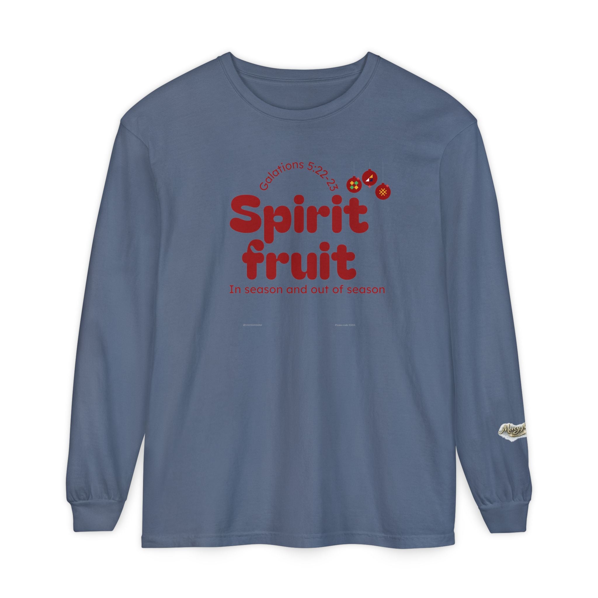 "Spirit Fruit" Galatians 5 Garment-Dyed Long Sleeve Tee — Unisex Graphic Shirt