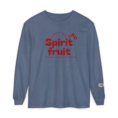 "Spirit Fruit" Galatians 5 Garment-Dyed Long Sleeve Tee — Unisex Graphic Shirt