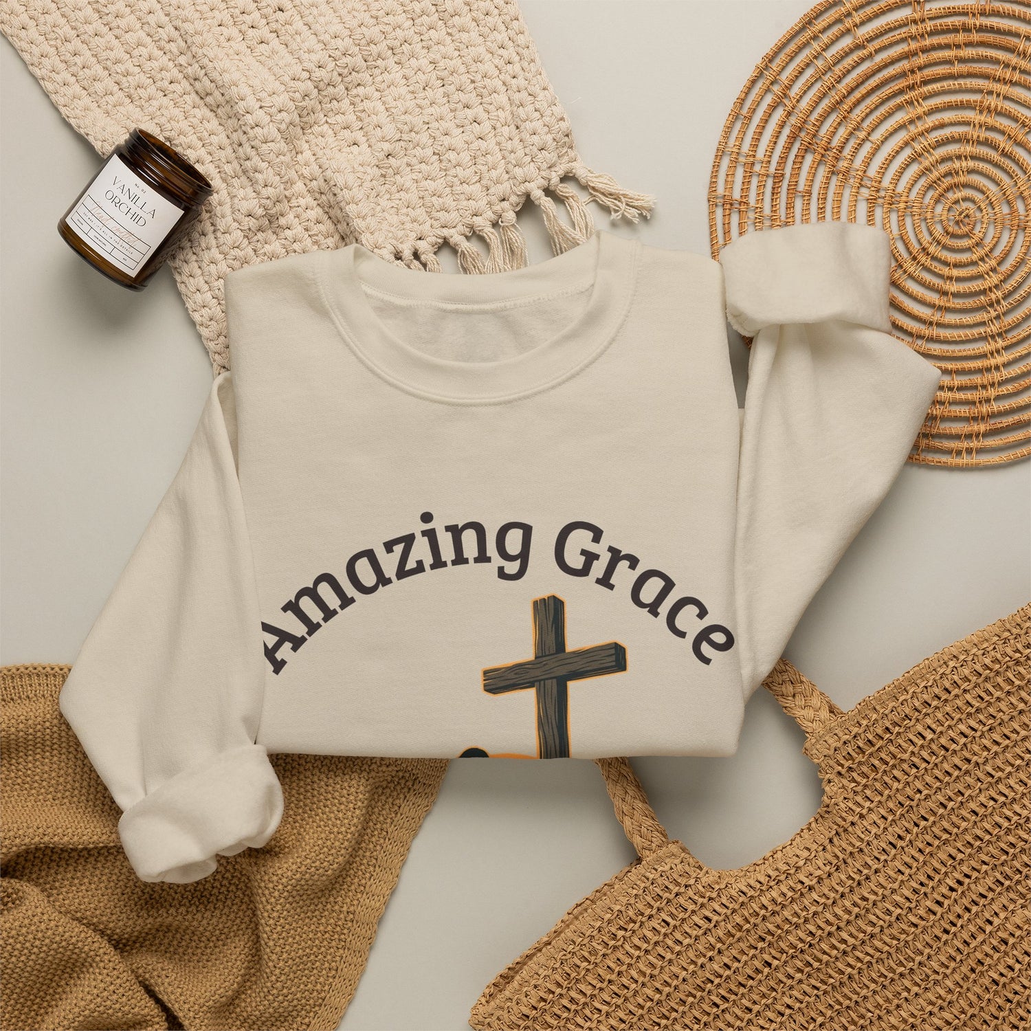 "Amazing Grace" Hallelujah Graphic Crewneck Sweatshirt — Unisex Pullover
