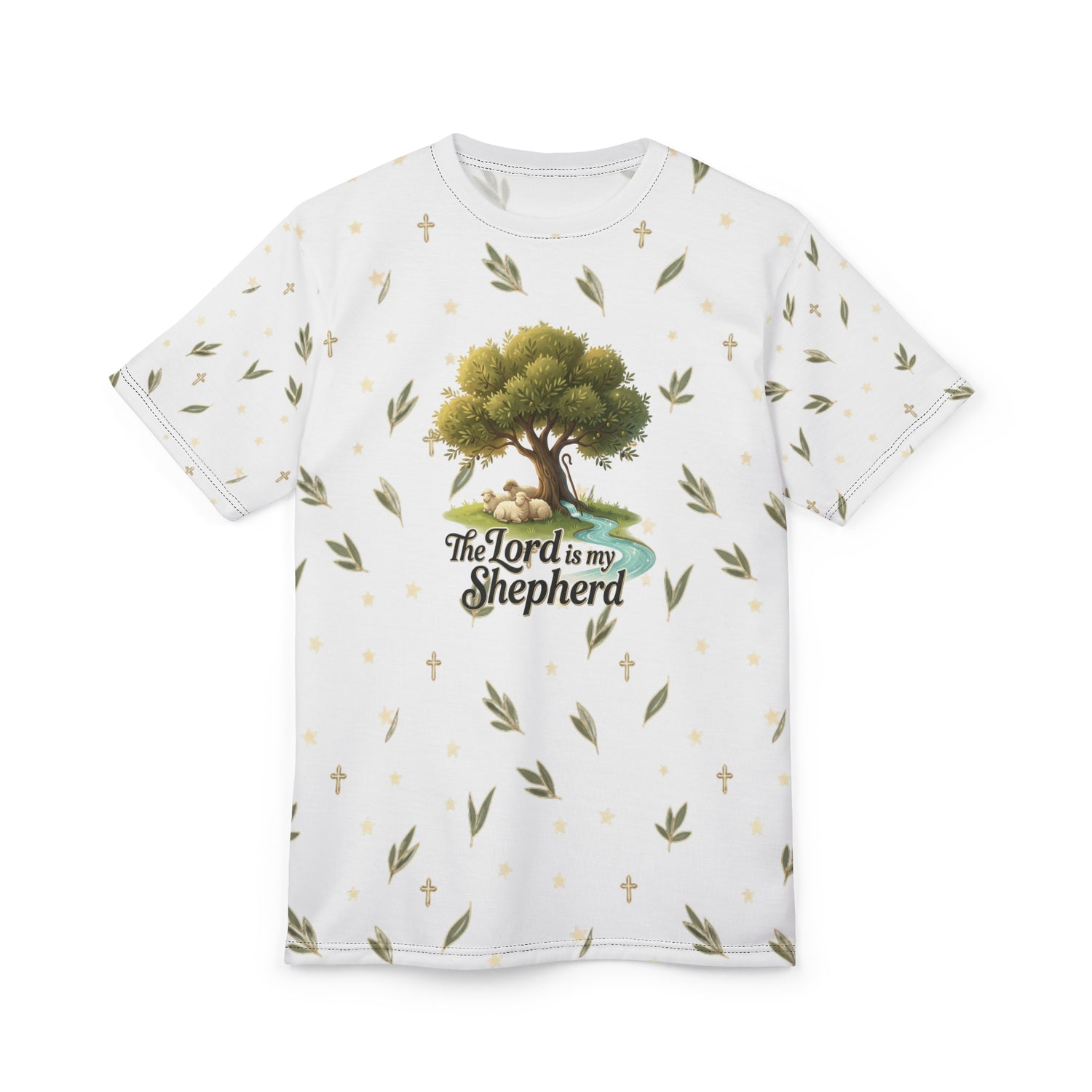 "The Lord Is My Shepherd" Tree All-Over Print Tee — Unisex Graphic T-Shirt