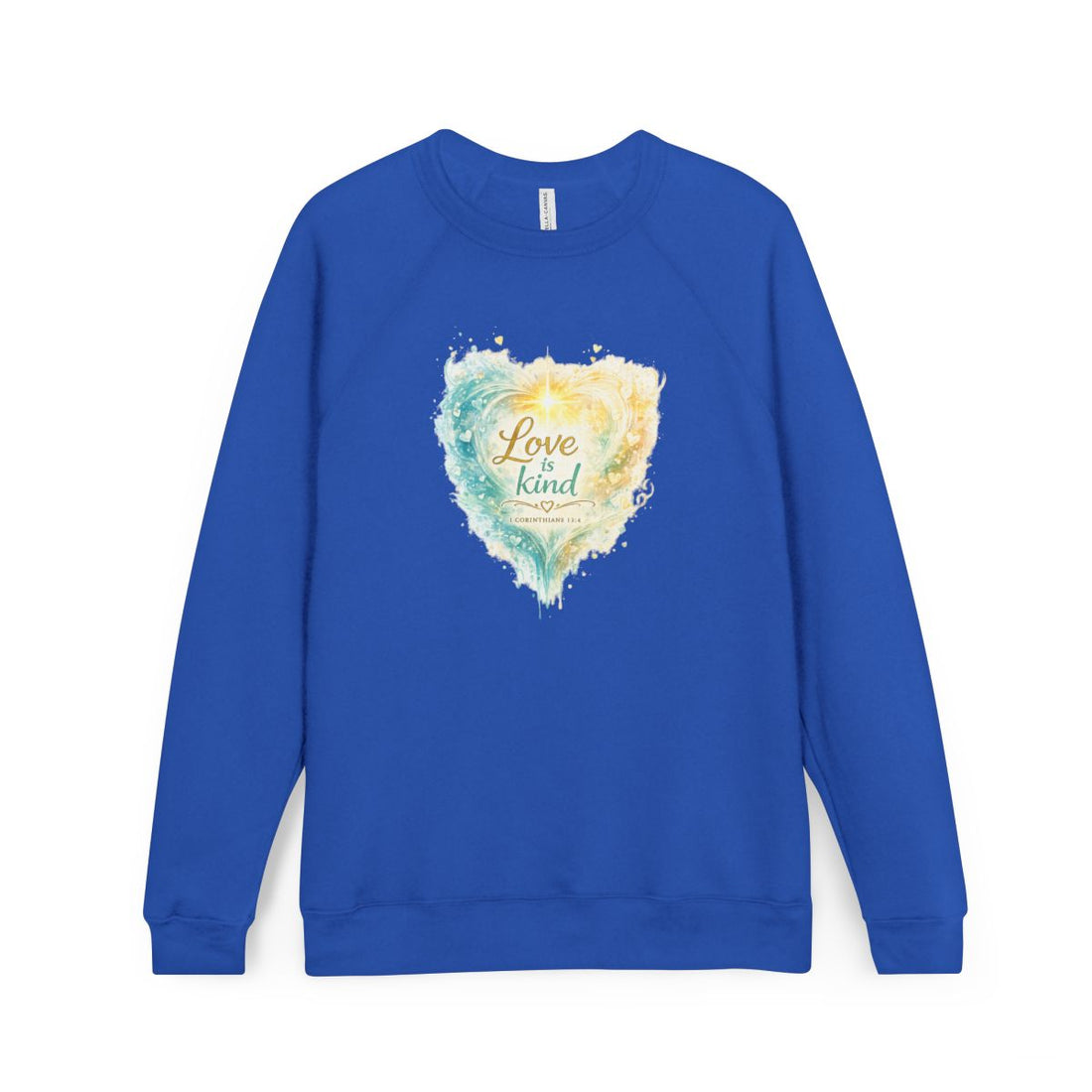 "Love Is Kind" Watercolor Heart Crewneck Sweatshirt — Unisex Graphic Pullover