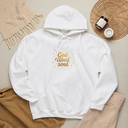 "God Vibes" Brushed Fleece Pullover Hoodie — Unisex Graphic Sweatshirt