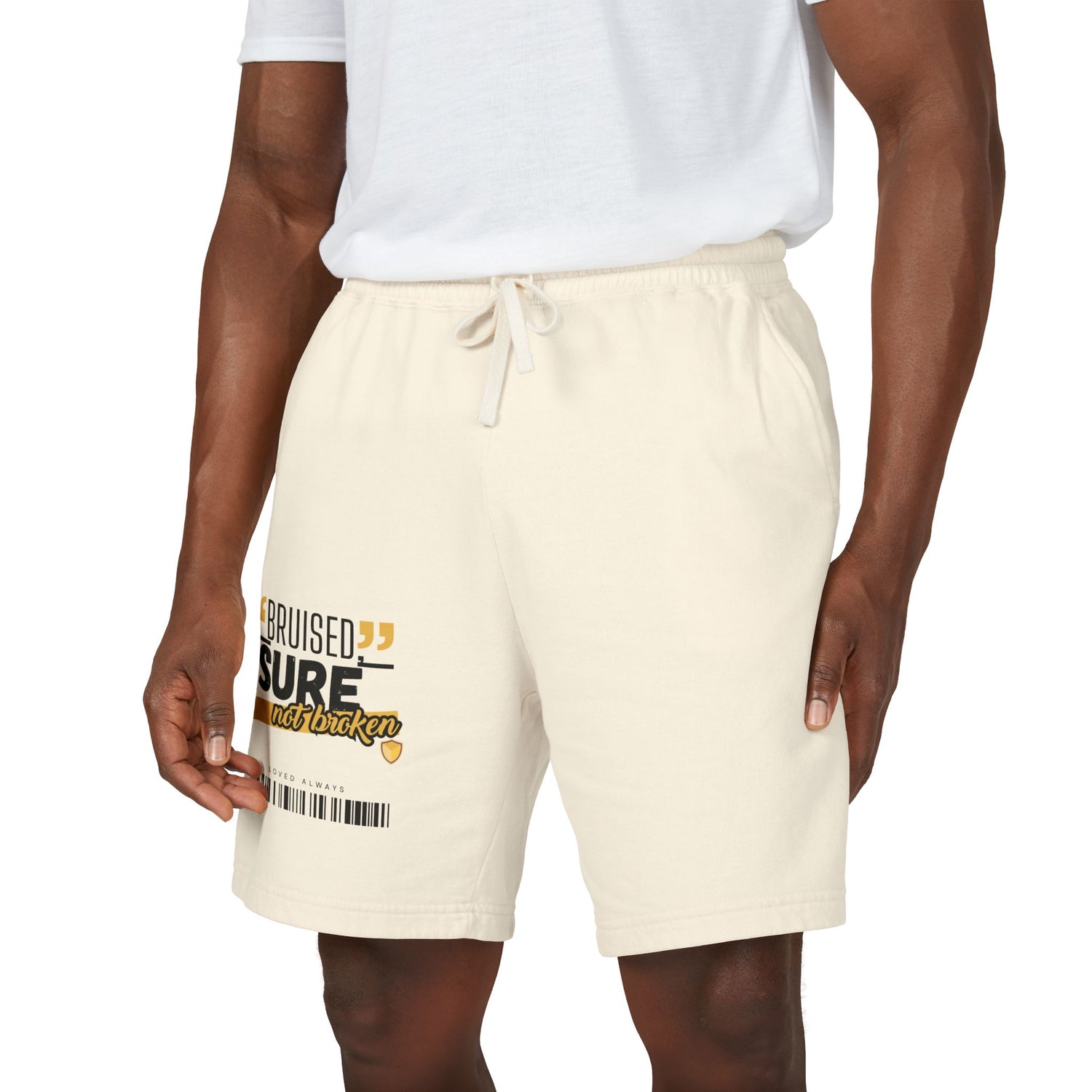 "Bruised Not Broken" Lightweight Fleece Sweat Shorts — Unisex Lounge Shorts