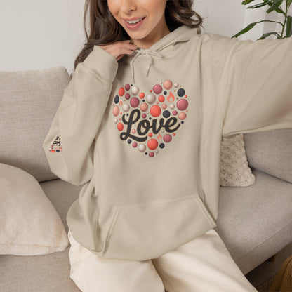 "Love" Floral Polka Dot Graphic Pullover Hoodie — Unisex Sweatshirt