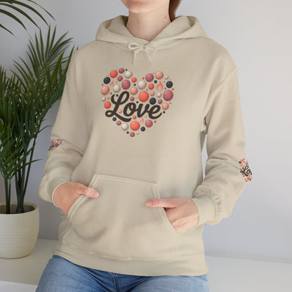 "Love" Floral Polka Dot Graphic Pullover Hoodie — Unisex Sweatshirt