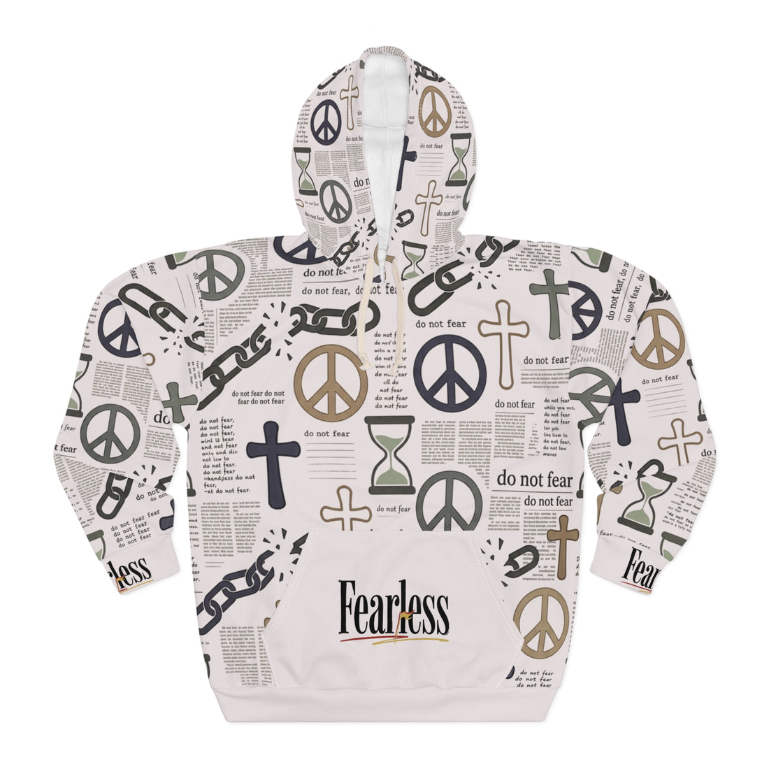 "Do Not Fear" Peace &amp; Cross Graphic Pullover Hoodie — Unisex Fleece Sweatshirt