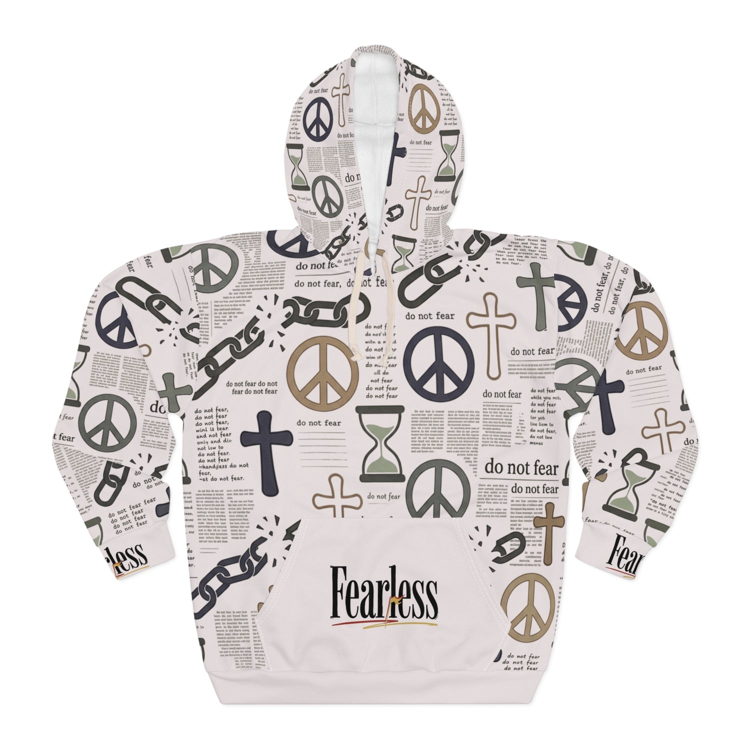 "Do Not Fear" Peace &amp; Cross Graphic Pullover Hoodie — Unisex Fleece Sweatshirt