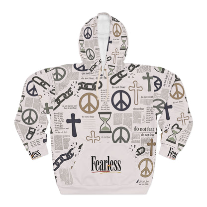 "Do Not Fear" Peace &amp; Cross Graphic Pullover Hoodie — Unisex Fleece Sweatshirt