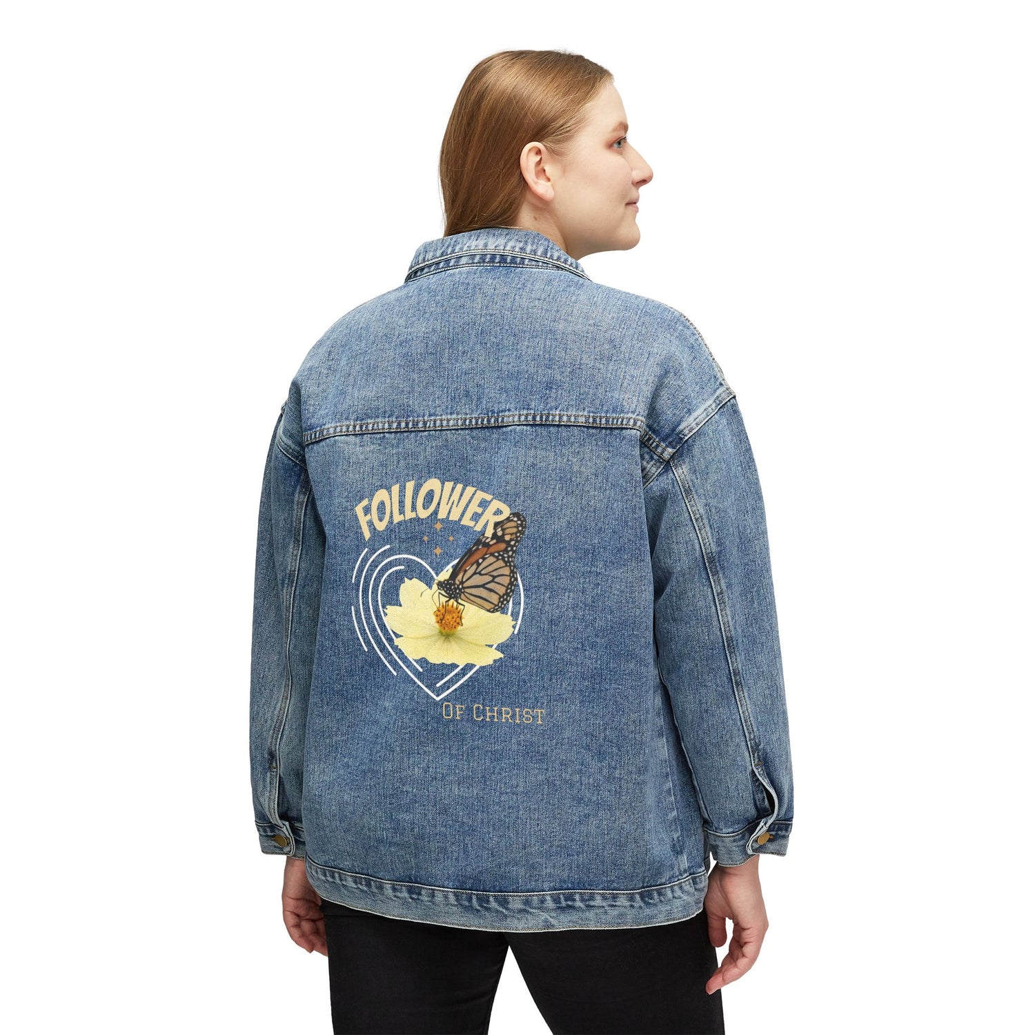 Floral Butterfly Embroidered Denim Jacket — Women&