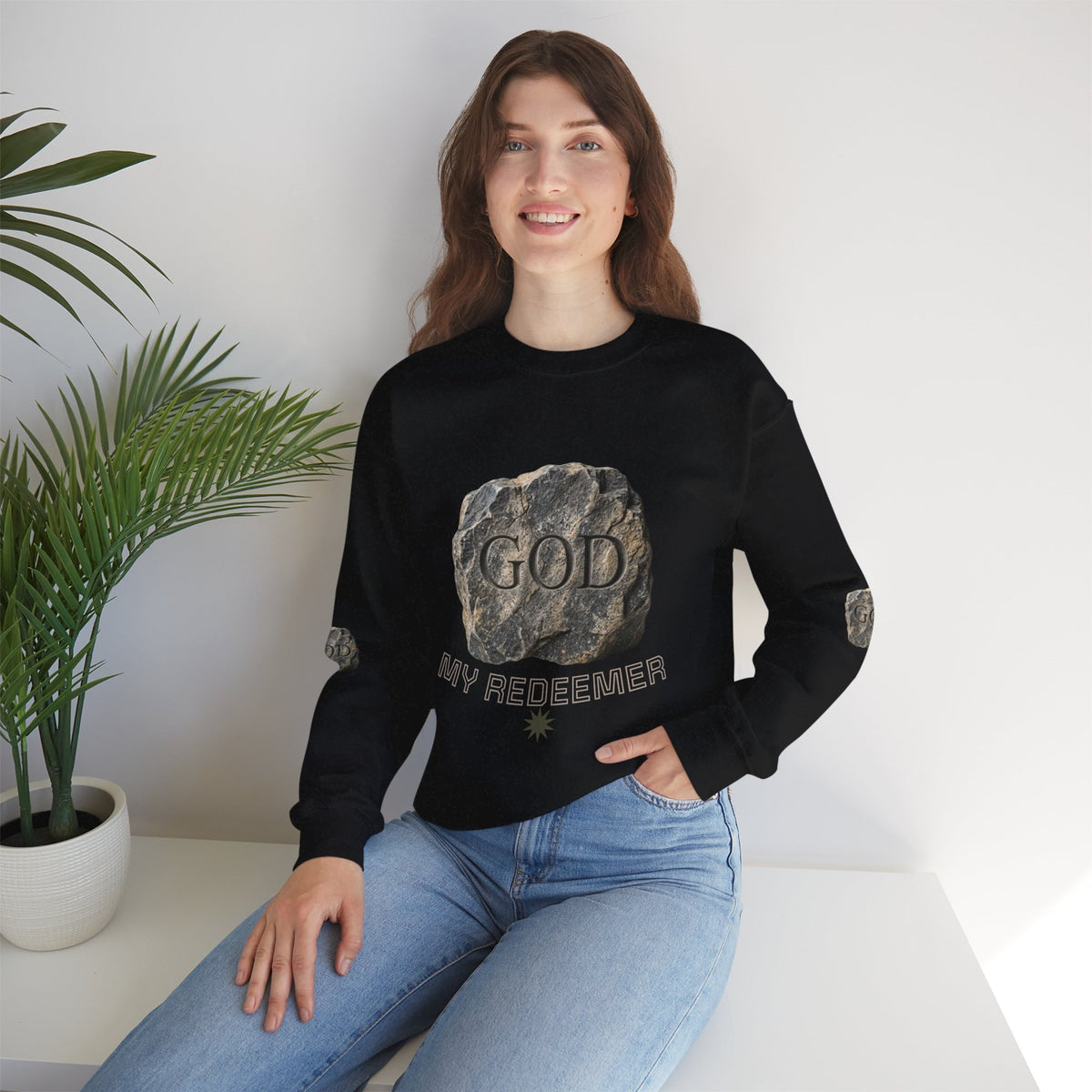 Mercy Manna My Redeemer Crewneck Sweatshirt – Stone Graphic Love Pullover