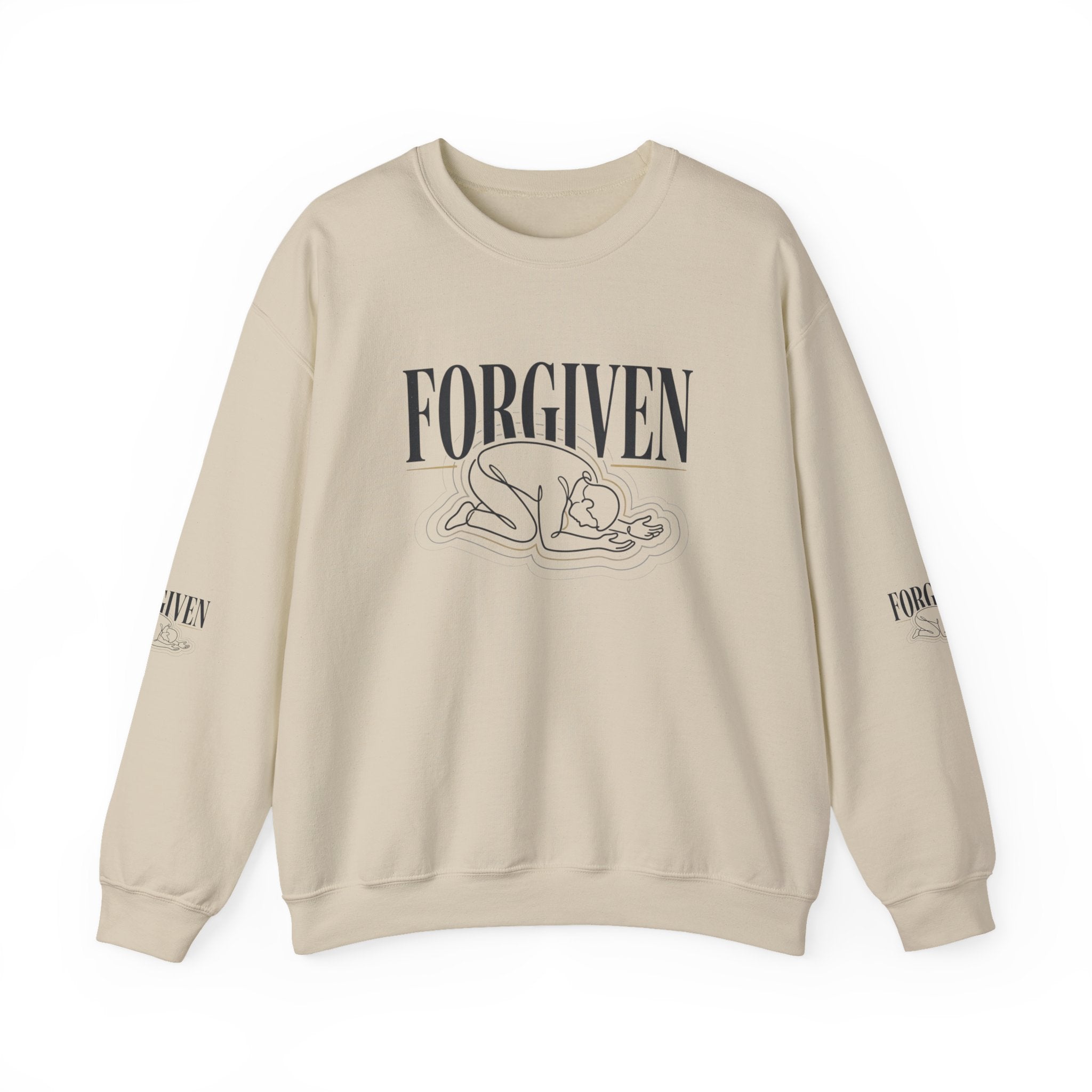 "Forgiven" Heavy Blend Crewneck Sweatshirt — Unisex Graphic Pullover