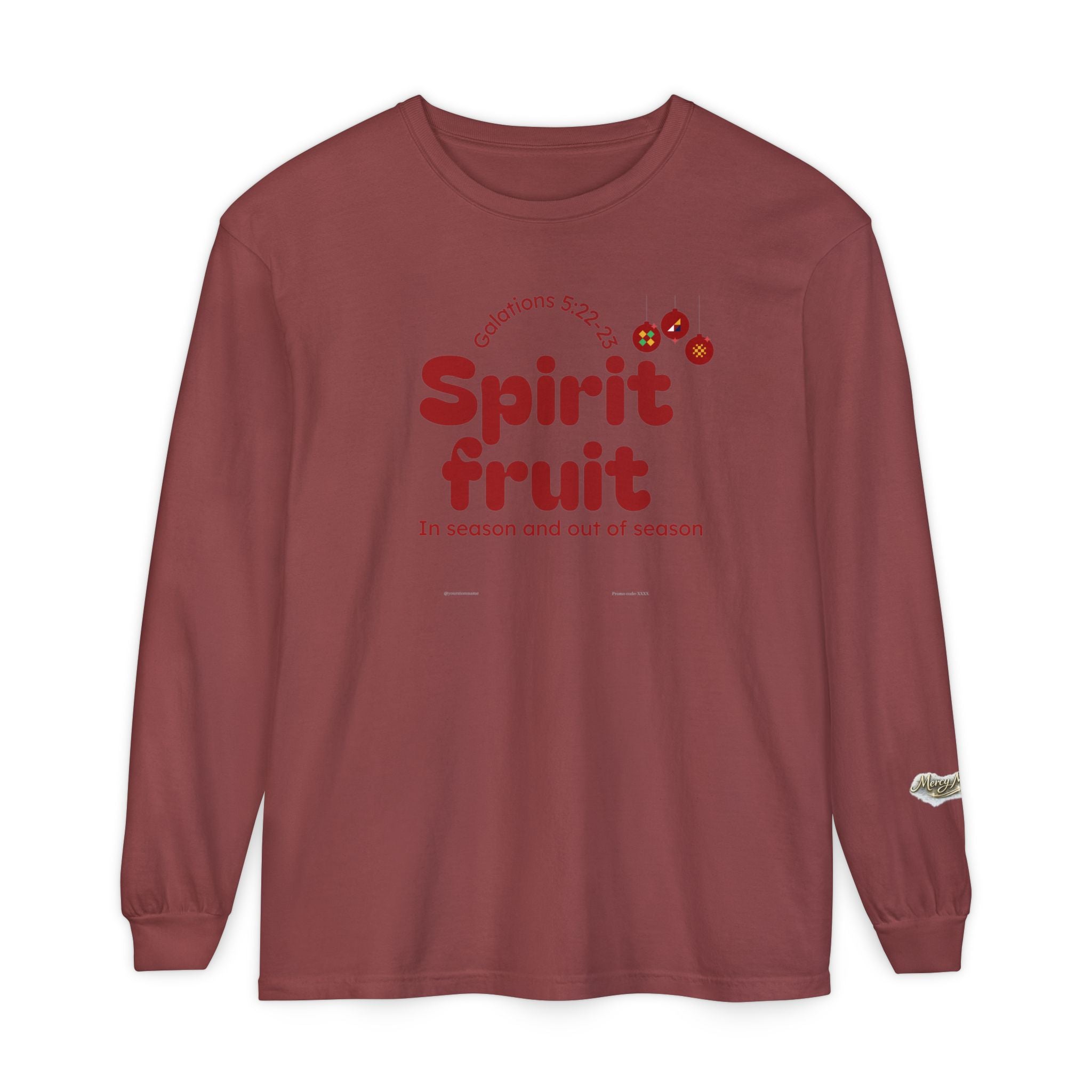 "Spirit Fruit" Galatians 5 Garment-Dyed Long Sleeve Tee — Unisex Graphic Shirt
