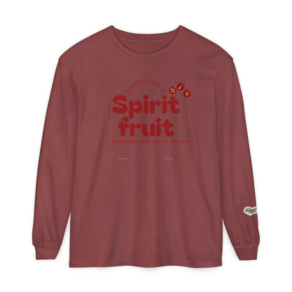 "Spirit Fruit" Galatians 5 Garment-Dyed Long Sleeve Tee — Unisex Graphic Shirt