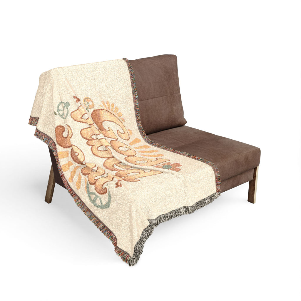 God Vibed Woven Blanket — Retro 'God Vibed Soul' Throw for Cozy Boho Home & Gifts