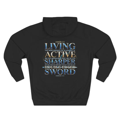 "Hebrews 4:12" Sword Graphic Pullover Hoodie — Unisex Fleece Sweatshirt