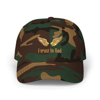 "I Trust in God" Gold Wing Embroidered Dad Cap — Adjustable Hat