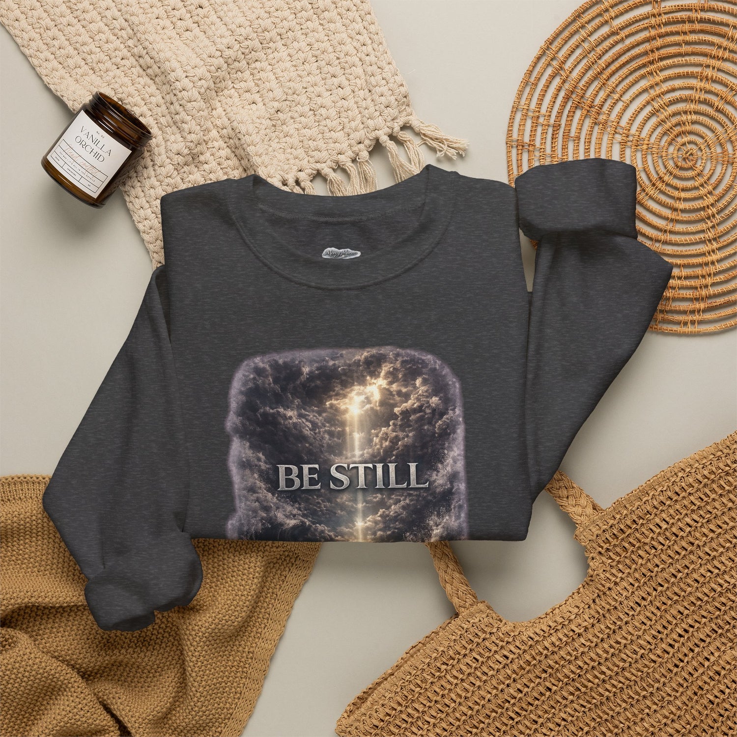 "Be Still" Graphic Crewneck Sweatshirt — Unisex Fleece Pullover