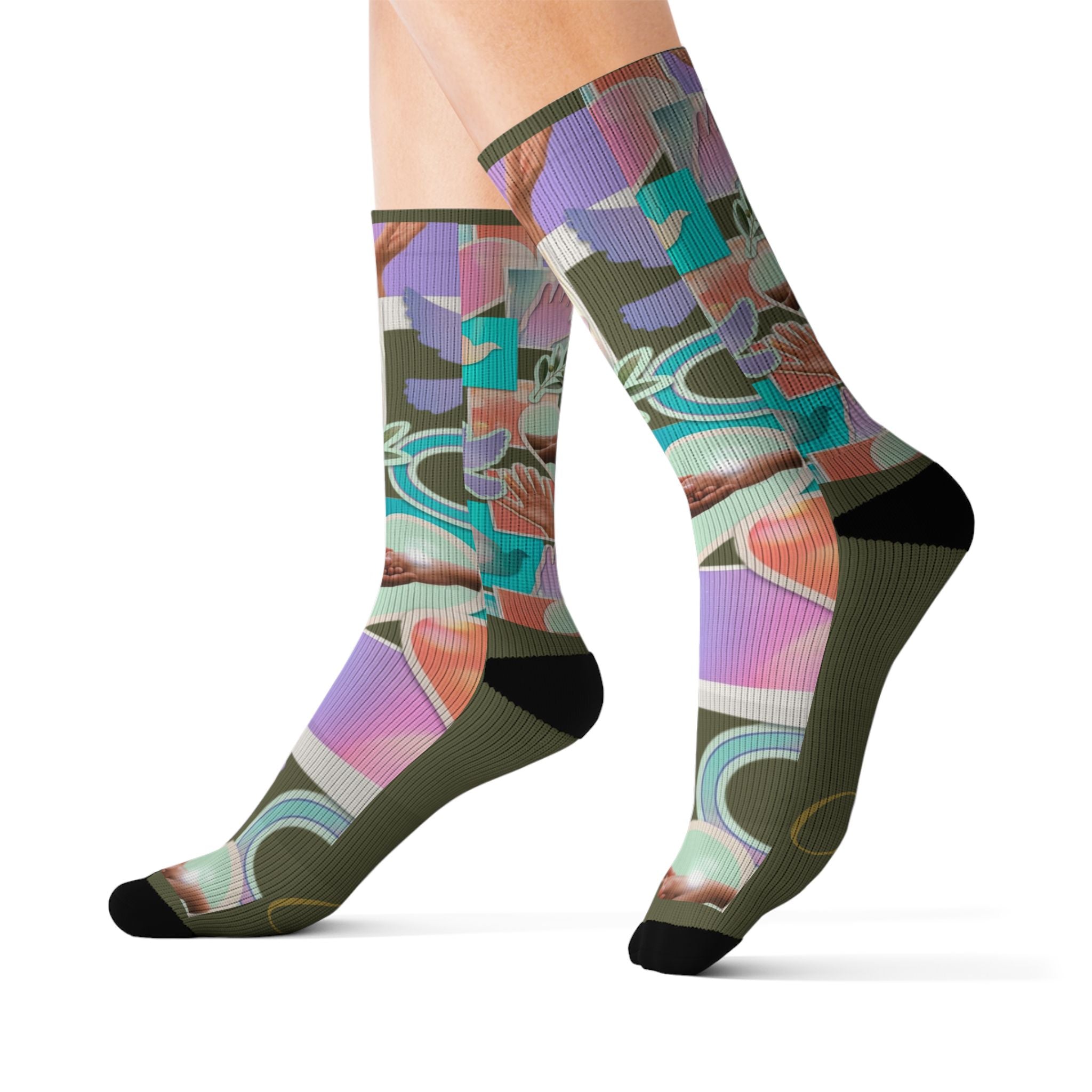 Christian Sublimation Socks — "Agape: God is Love" Faith All-Over Print Crew Socks
