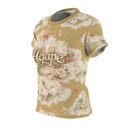 Agape Floral Women’s Tee — Vintage Rose Cut &amp; Sew All-Over Print
