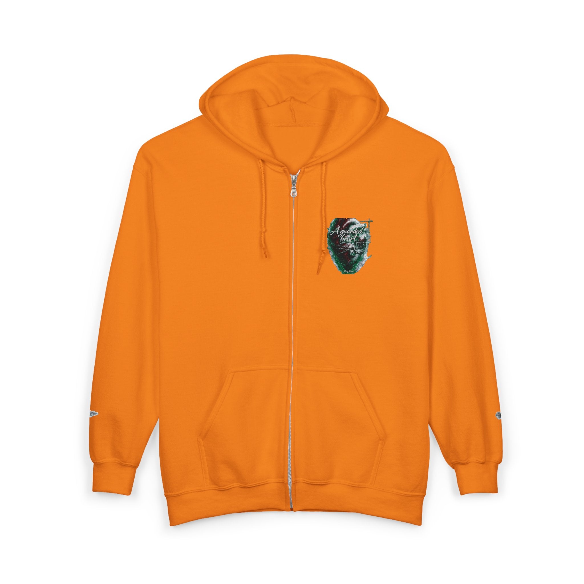 Christian Zip Hoodie — "A Guarded Heart" Abstract Faith Streetwear Jacket