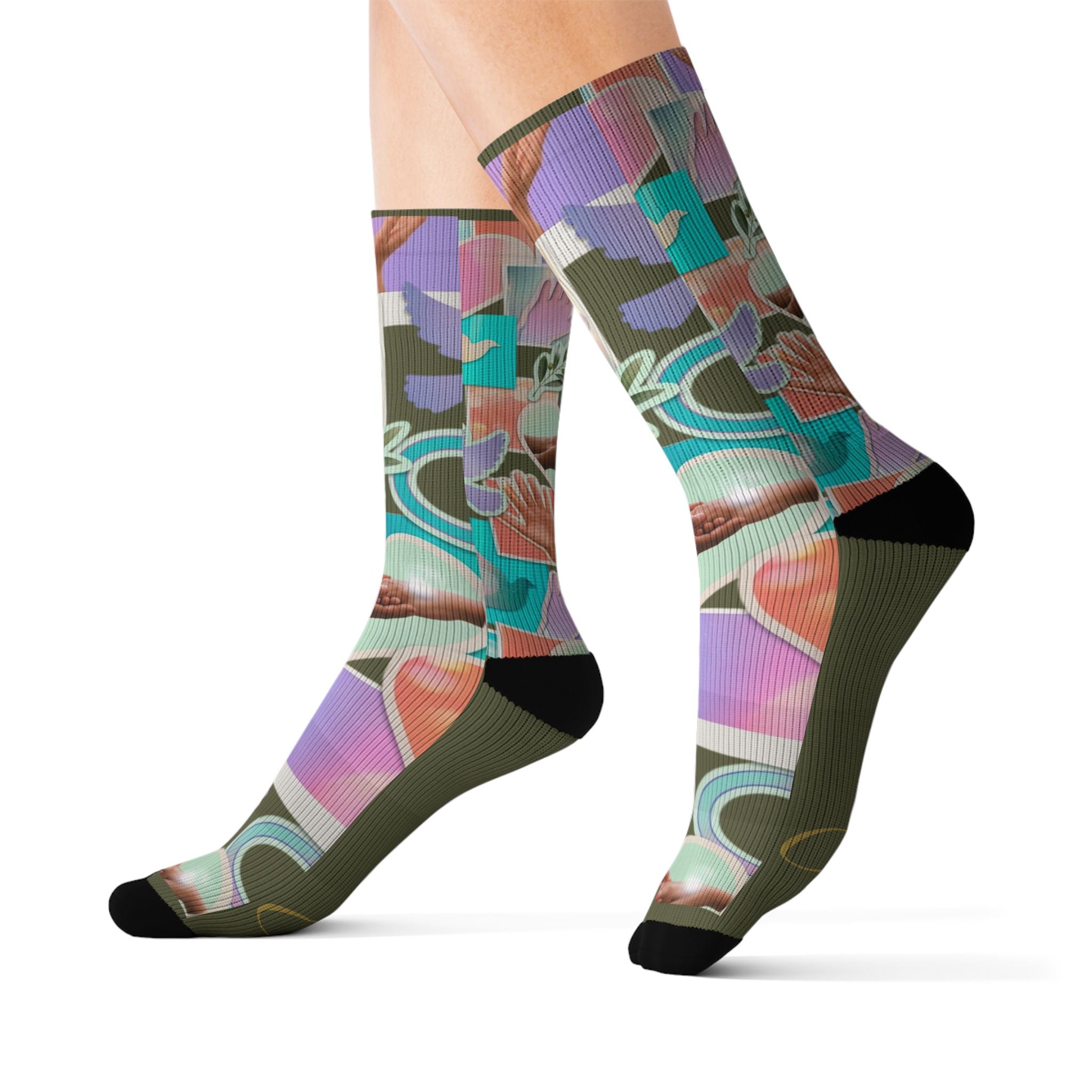 Christian Sublimation Socks — "Agape: God is Love" Faith All-Over Print Crew Socks