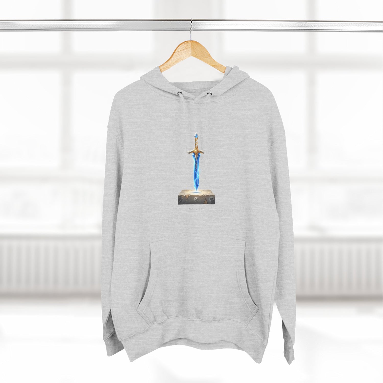"Hebrews 4:12" Sword Graphic Pullover Hoodie — Unisex Fleece Sweatshirt
